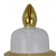 Benjara Risy Covered Jar- 34 Inch- Gold Finial- White Curved Ceramic Base