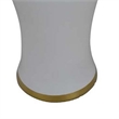 Benjara Risy Covered Jar- 34 Inch- Gold Finial- White Curved Ceramic Base