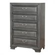 Benjara Transitional Wood Chest With 5 Drawers- Gray
