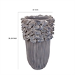 Benjara Kiana Decorative Vase- Gray Ceramic Flared Scales Rim Accent- 16 Inch