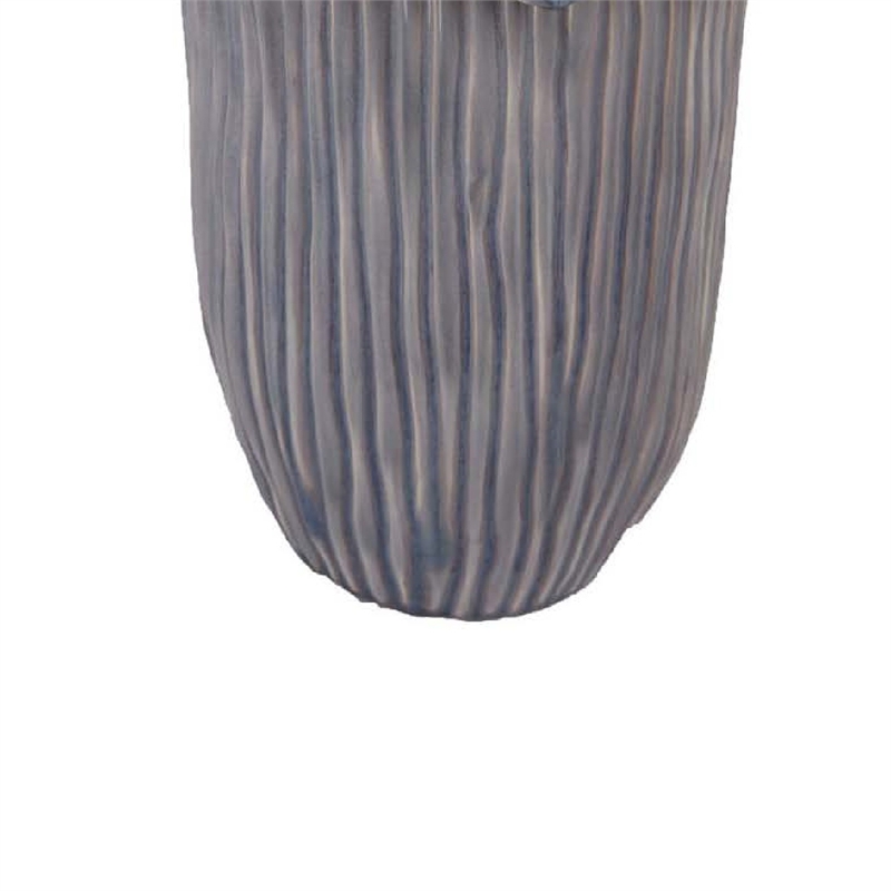 Benjara Kiana Decorative Vase- Gray Ceramic Flared Scales Rim Accent- 16 Inch