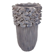 Benjara Kiana Decorative Vase- Gray Ceramic Flared Scales Rim Accent- 16 Inch