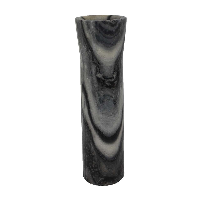 Benjara Danny Tall Accent Vase- Natural Stone Pattern Gray Marble 14 Inch