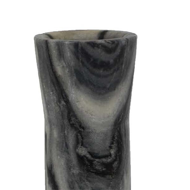Benjara Danny Tall Accent Vase- Natural Stone Pattern Gray Marble 14 Inch