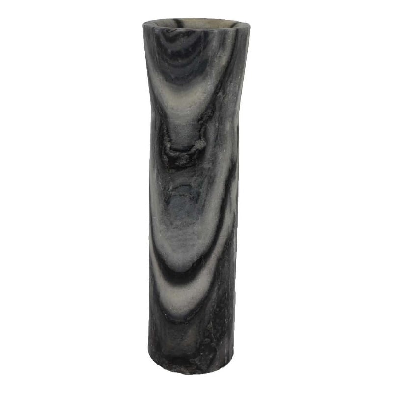 Benjara Danny Tall Accent Vase- Natural Stone Pattern Gray Marble 14 Inch