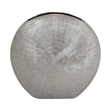 Benjara Harvey Accent Vase- Metallic Texture- Flat Round Gray Ceramic 15 Inch