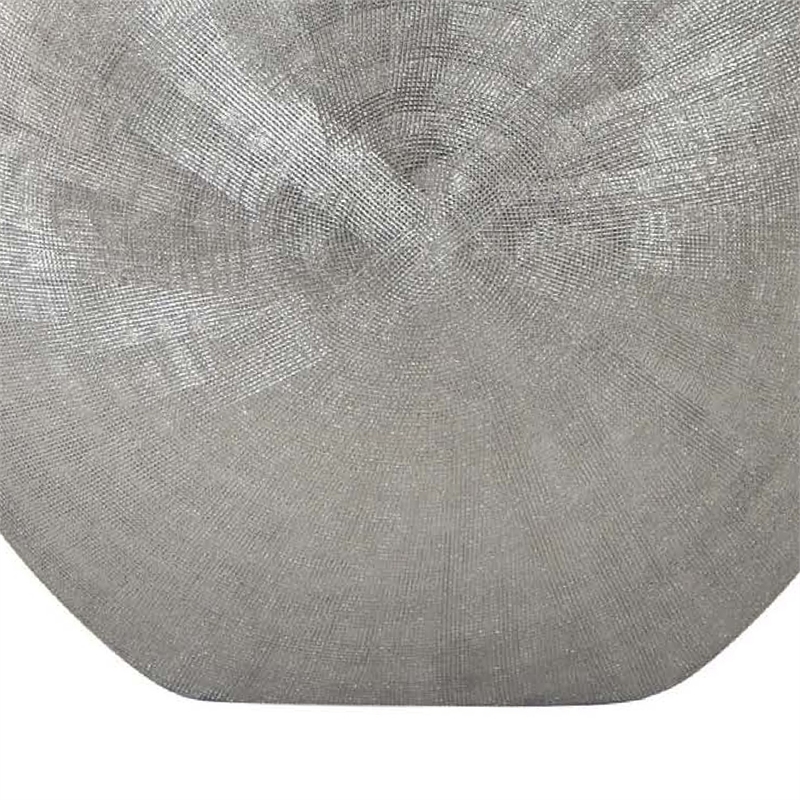Benjara Harvey Accent Vase- Metallic Texture- Flat Round Gray Ceramic 15 Inch