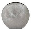 Benjara Harvey Accent Vase- Metallic Texture- Flat Round Gray Ceramic 15 Inch