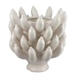 Benjara Joseph Accent Vase with Tiered Flame Accents- Ivory Ceramic 11 Inch