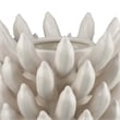 Benjara Joseph Accent Vase with Tiered Flame Accents- Ivory Ceramic 11 Inch
