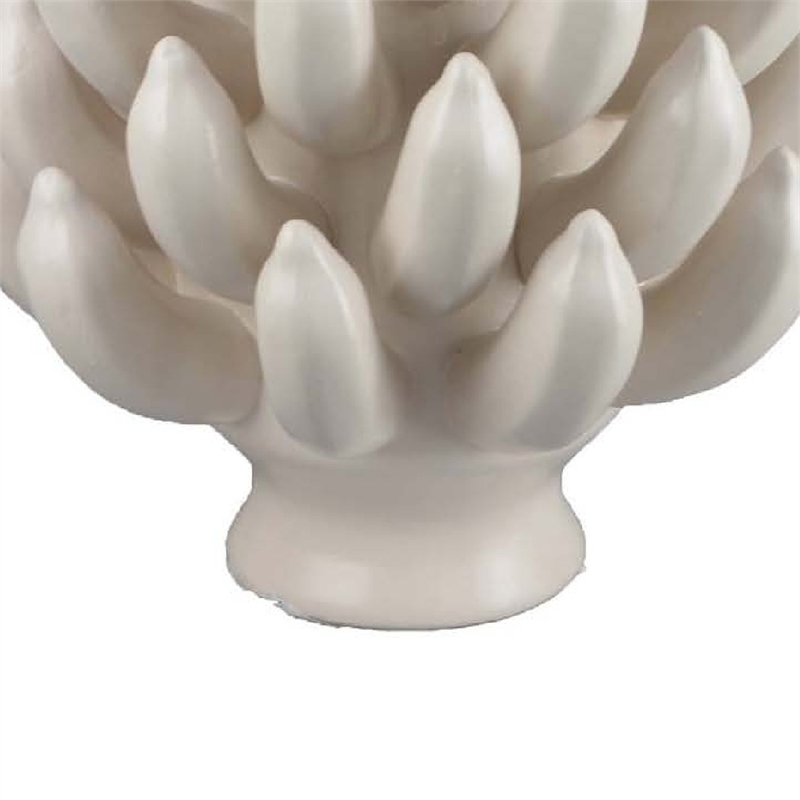 Benjara Joseph Accent Vase with Tiered Flame Accents- Ivory Ceramic 11 Inch