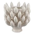 Benjara Joseph Accent Vase with Tiered Flame Accents- Ivory Ceramic 11 Inch