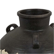 Benjara Caleb Accent Vase with Drip Pattern- Angled Handles Black Gray Ceramic