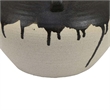 Benjara Caleb Accent Vase with Drip Pattern- Angled Handles Black Gray Ceramic