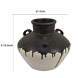 Benjara Caleb Accent Vase with Drip Pattern- Angled Handles Black Gray Ceramic