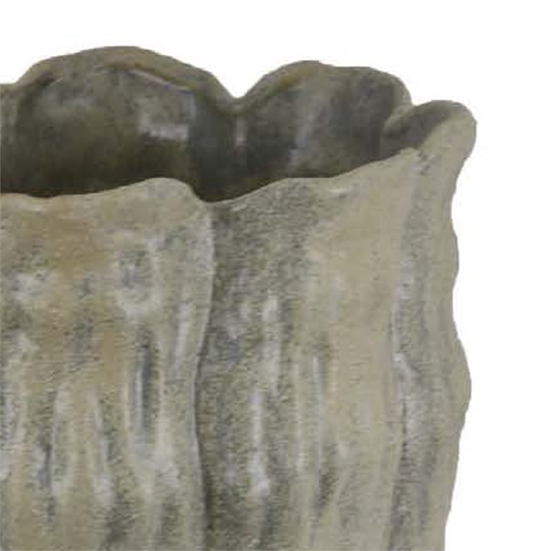 Benjara Decorative Vase- Organic Sea Design- Floral Details- Green Ceramic