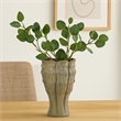 Benjara Decorative Vase- Organic Sea Design- Floral Details- Green Ceramic