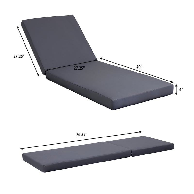 Benjara Brody Outdoor Cushion for Chaise Lounger- Dark Gray- Foam- 76 Inch