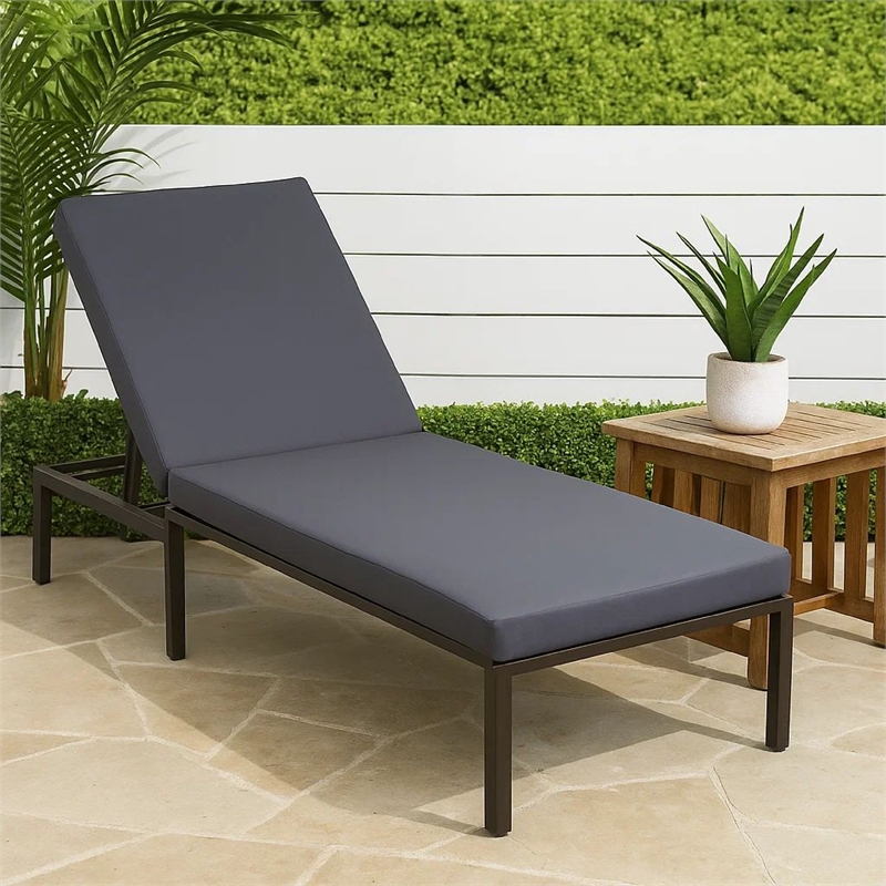 Benjara Brody Outdoor Cushion for Chaise Lounger- Dark Gray- Foam- 76 Inch