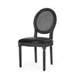 Benjara French Country Dining Side Chair Set of 2- Black Wood- Round Cane Back