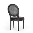 Benjara French Country Dining Side Chair Set of 2- Black Wood- Round Cane Back