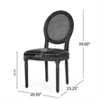 Benjara French Country Dining Side Chair Set of 2- Black Wood- Round Cane Back