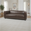 Benjara 3 Seater Sofa- Low Profile Dark Brown Faux Leather- Birch- 80 Inch
