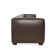 Benjara 3 Seater Sofa- Low Profile Dark Brown Faux Leather- Birch- 80 Inch