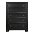 Benjara Transitional Style Five Drawer Wooden Chest with Round Bun Legs- White