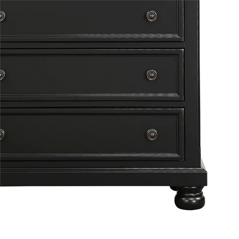 Benjara Transitional Style Five Drawer Wooden Chest with Round Bun Legs- White