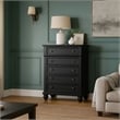 Benjara Transitional Style Five Drawer Wooden Chest with Round Bun Legs- White