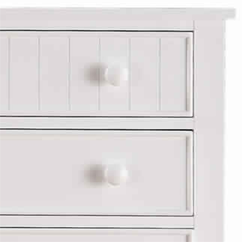 Benjara Wooden Chest With 5 Drawer Storage- White