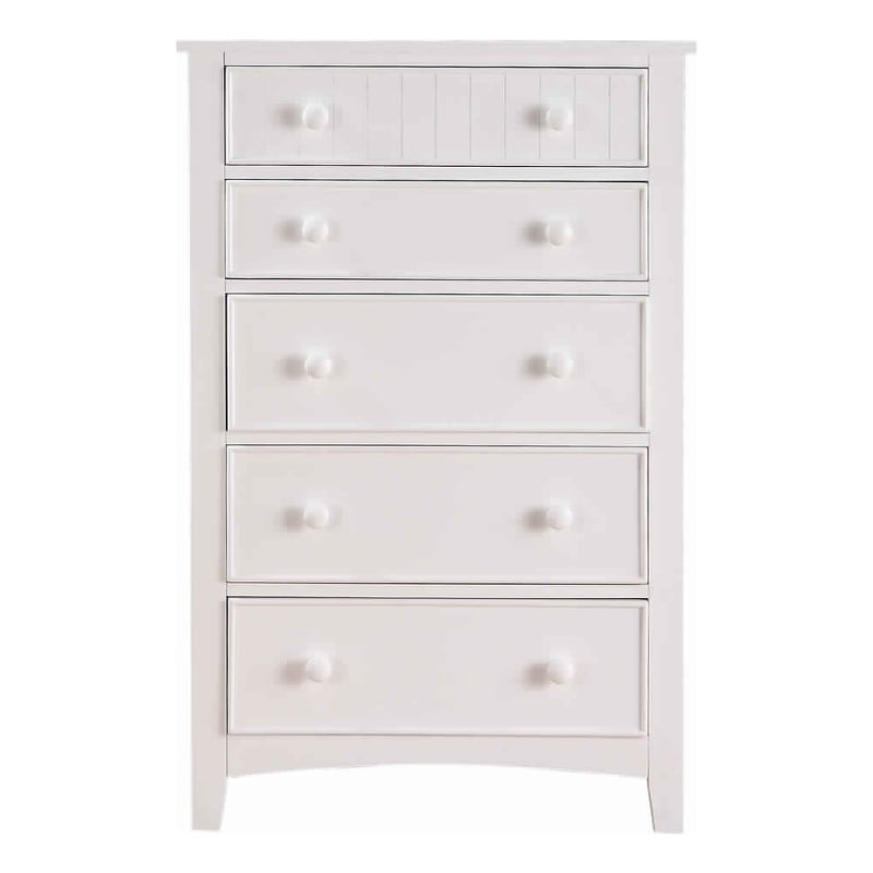 Benjara Wooden Chest With 5 Drawer Storage- White