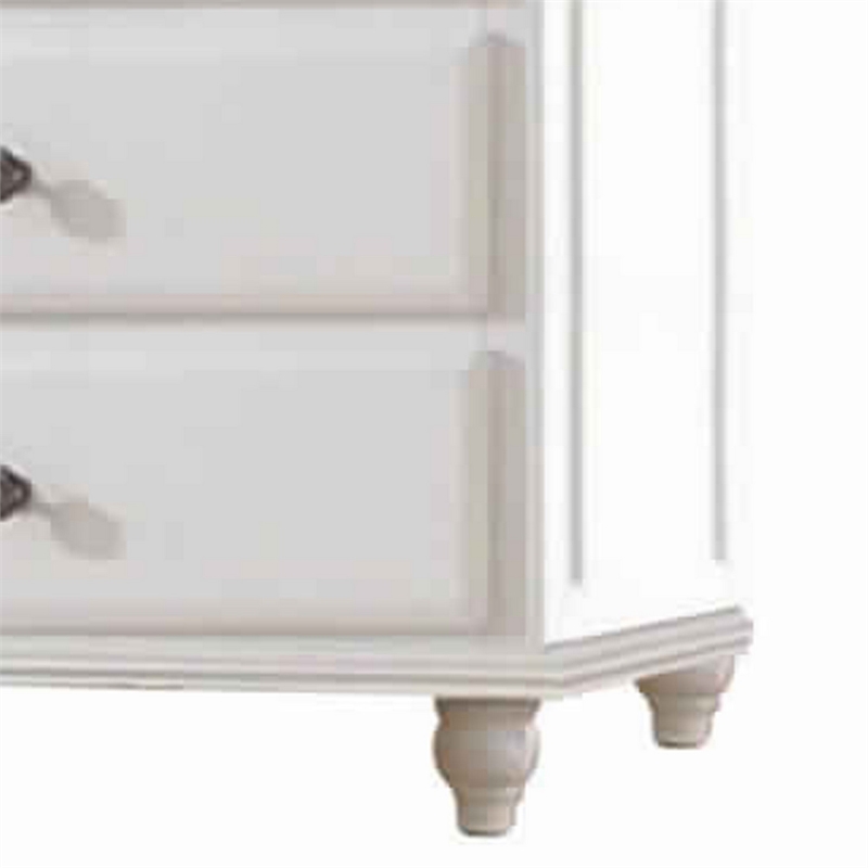 Benjara 5 Drawer Spacious Wooden Chest White