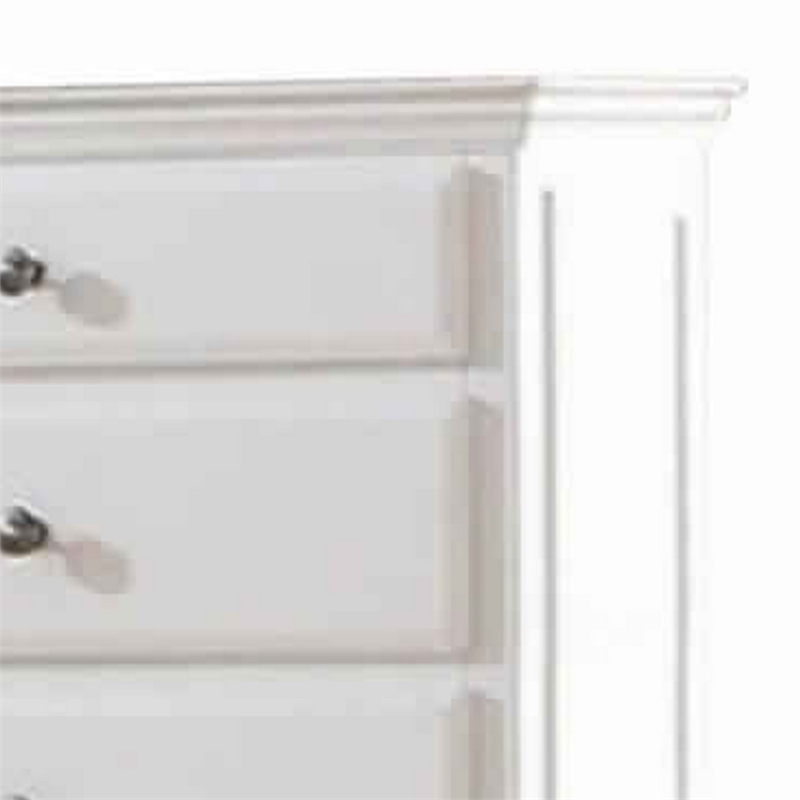 Benjara 5 Drawer Spacious Wooden Chest White