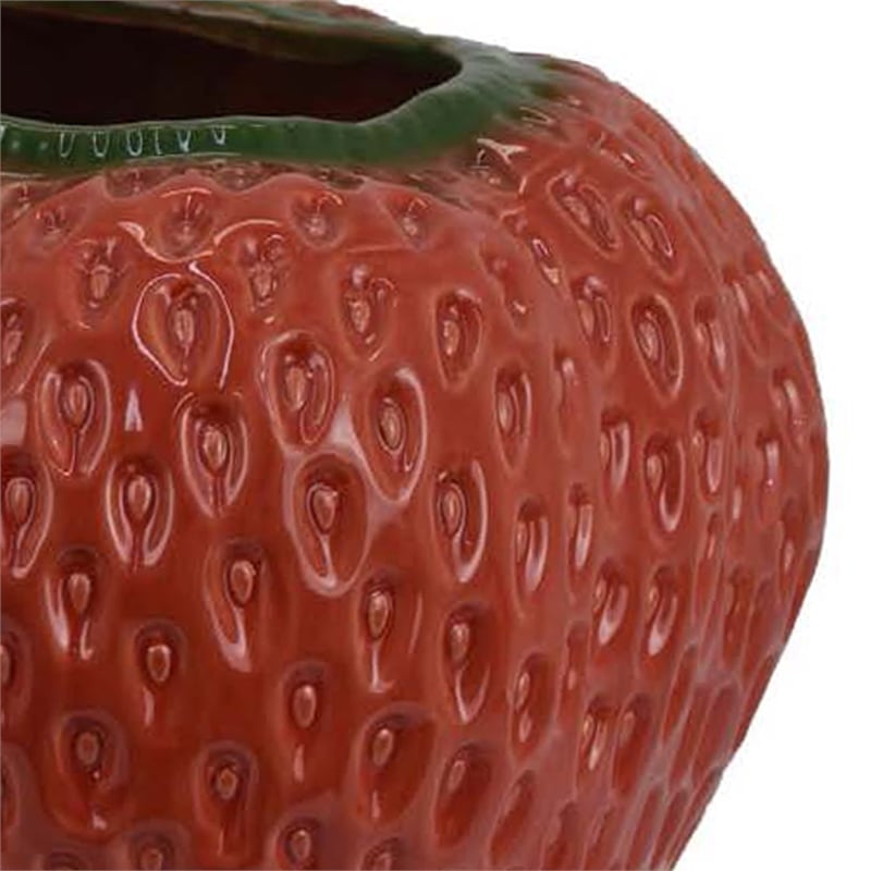 Benjara Kema Decorative Flower Vase- Strawberry Accent- 15