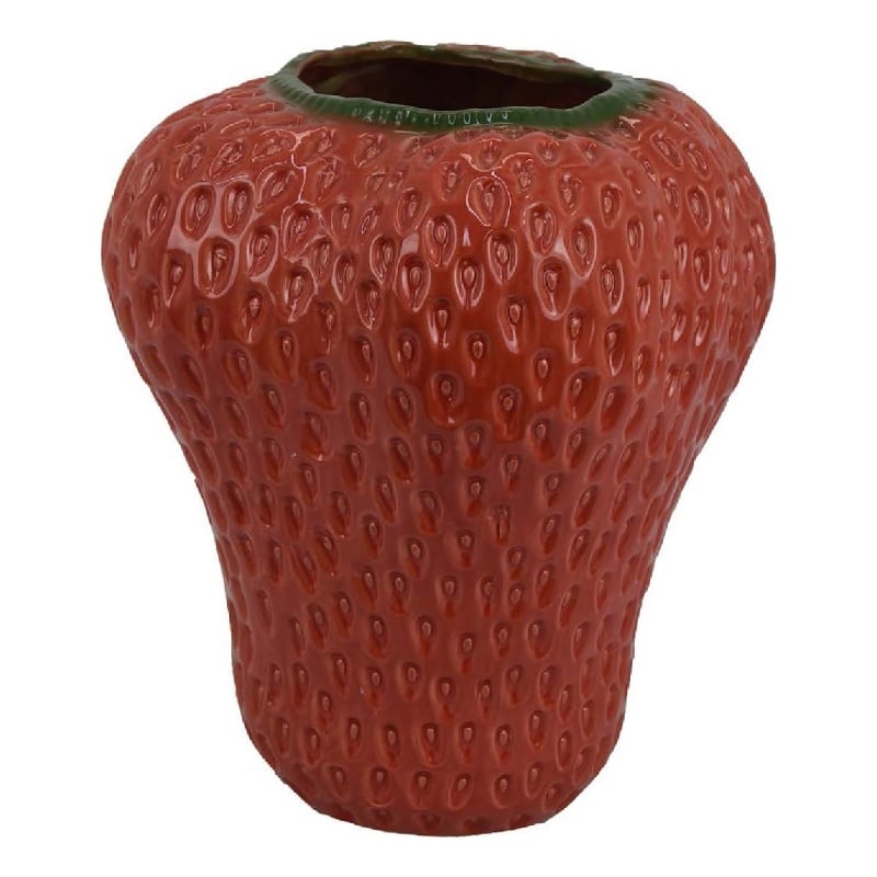 Benjara Kema Decorative Flower Vase- Strawberry Accent- 15