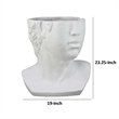 Benjara Kylz Decor Head Garden Planter- 23 Inch- Wide Open Top- White Resin