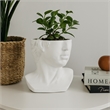 Benjara Kylz Decor Head Garden Planter- 23 Inch- Wide Open Top- White Resin