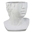 Benjara Kylz Decor Head Garden Planter- 23 Inch- Wide Open Top- White Resin