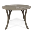 Benjara Olen Outdoor Round Dining Table- Curved Legs- Gray Acacia Wood 47 Inch