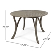 Benjara Olen Outdoor Round Dining Table- Curved Legs- Gray Acacia Wood 47 Inch