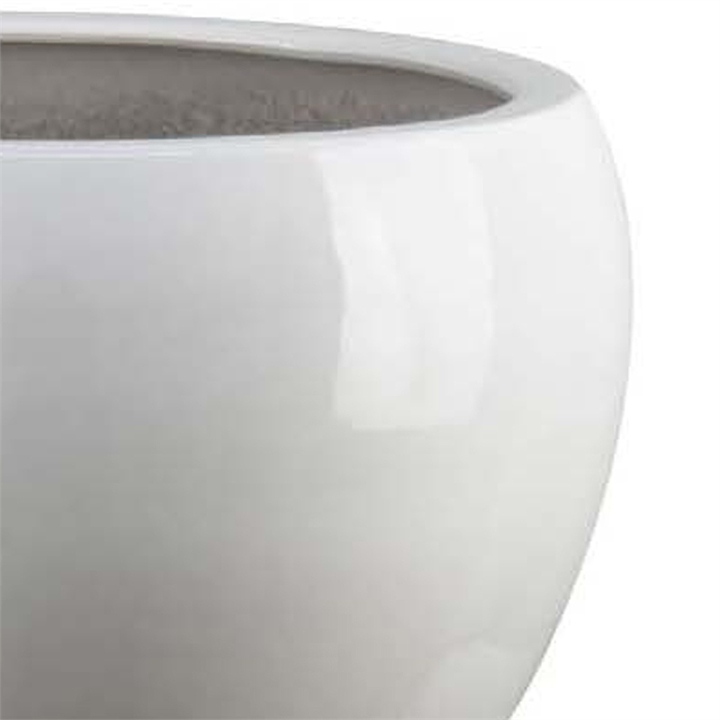 Benjara Womy Wide Decorative Planters Set of 2- Gloss White Ceramic 14 20 Inch