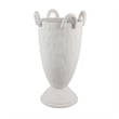 Benjara Fiji Accent Planter w Loop Handles- Pedestal White Ceramic 16 Inch