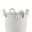 Benjara Fiji Accent Planter w Loop Handles- Pedestal White Ceramic 16 Inch