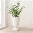 Benjara Fiji Accent Planter w Loop Handles- Pedestal White Ceramic 16 Inch