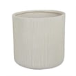 Benjara Elly Round Planter Set of 3- Vertical White Resin 18- 13- 9 Inch