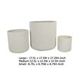 Benjara Elly Round Planter Set of 3- Vertical White Resin 18- 13- 9 Inch