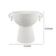 Benjara Decorative Bowl Planter- 2 Round Handles- Modern White Ceramic 14 Inch