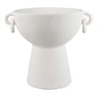 Benjara Decorative Bowl Planter- 2 Round Handles- Modern White Ceramic 14 Inch
